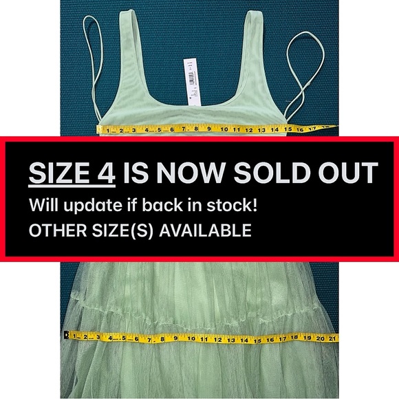 Alice + Olivia Chara Scoop Neck Green Tulle Midi Dress - Picture 10 of 16